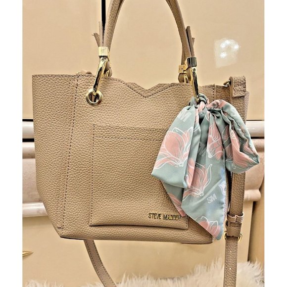 NWT STEVE MADDEN BKARTA SATCHEL CROSSBODY BAG FLORAL BEIGE TIK TOK VIRAL TRENDY - Picture 1 of 7